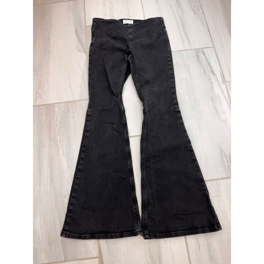 We The Free Free People Penny Pull-On Flare Jeans Washed Black 29 High Rise